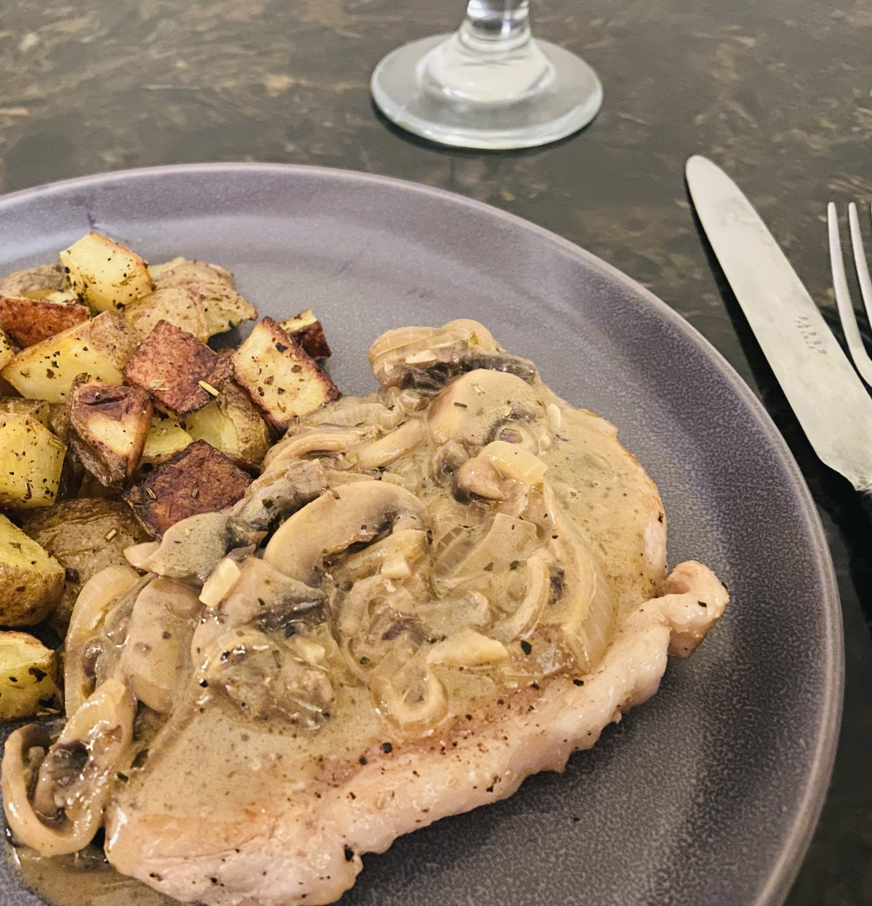 Pork Chops in Creamy Dion Mushoom Sauce